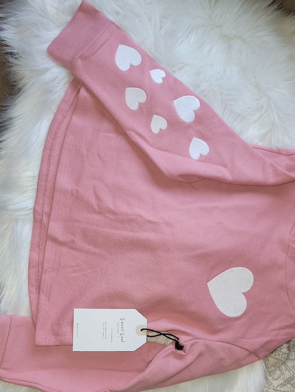 Girls' Pink Heart Sweatshirt - Cozy Pullover